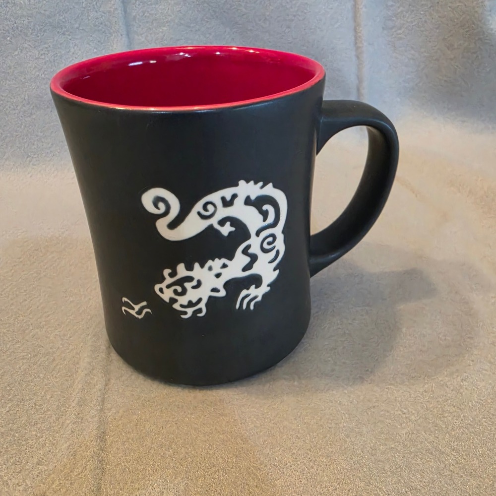 Starbucks Komodo Dragon Mug 12oz Black Red White New 2011 Bone China Matte